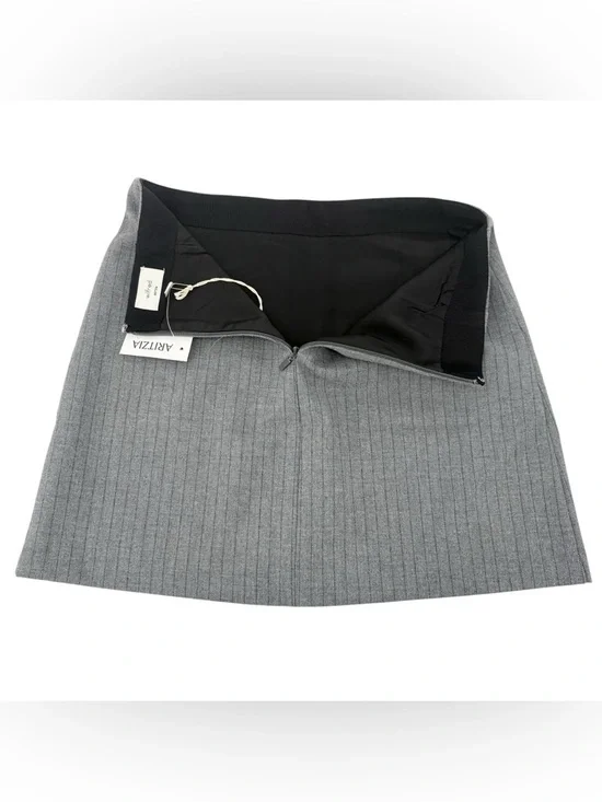 Aritzia Wilfred Classic Mini Skirt Grey Stripe Size 4 NWT A Line High Rise Chic - Picture 13 of 15
